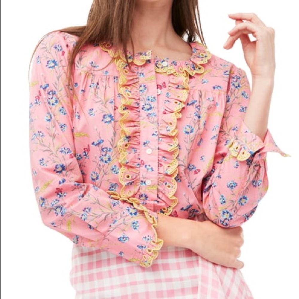 J-Crew Liberty Fabric Collection Pink Blouse